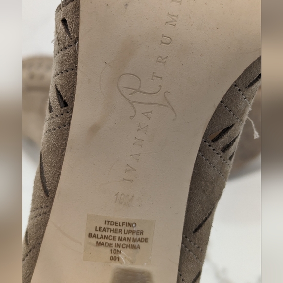 Ivanka Trump Delfino suede leather high Heels front tie Tan stiletto shoes sz 10 - Picture 10 of 14